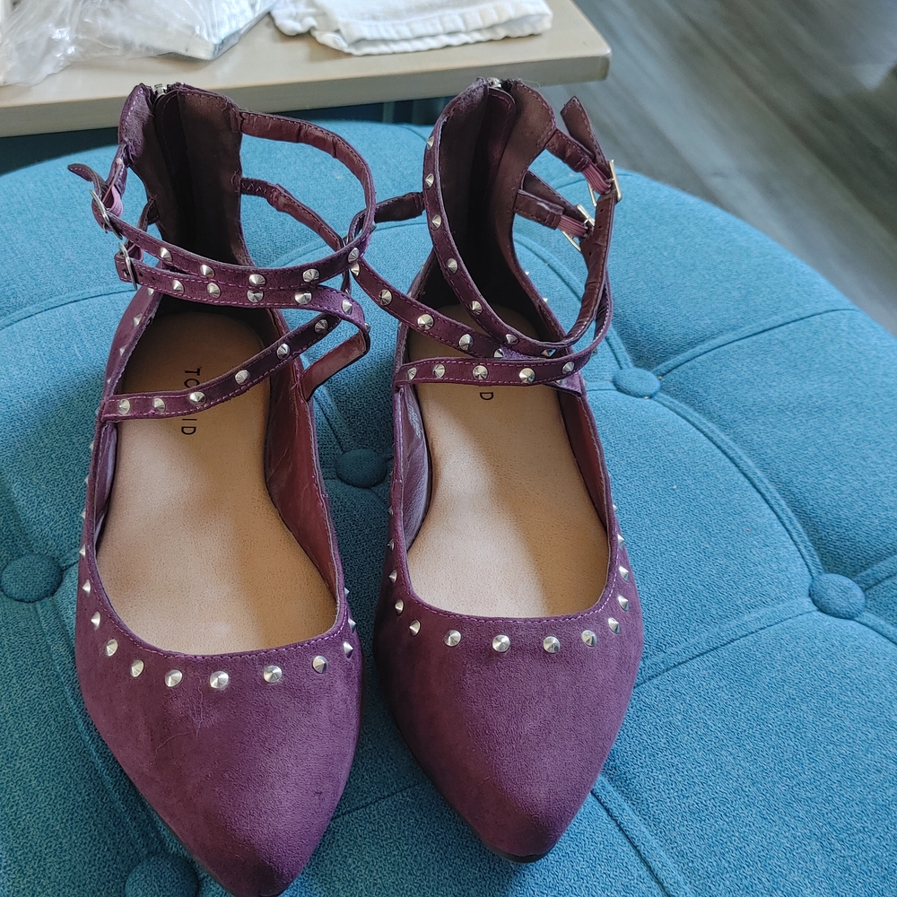Torrid Purple Flats with Ankle Straps and Studs